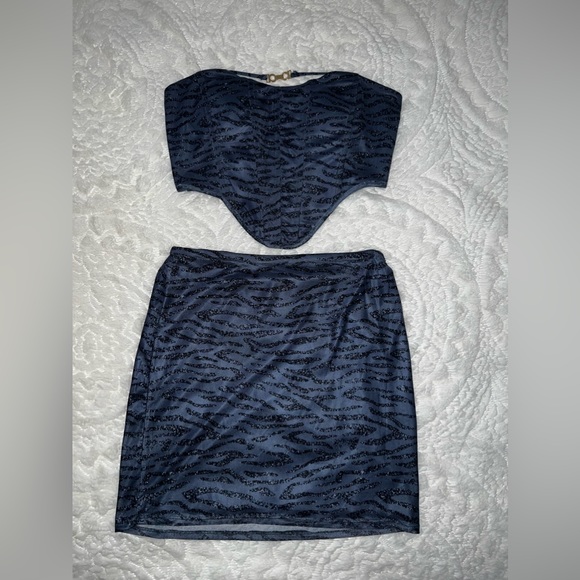 Navy 2 Piece Skirt Set - Picture 1 of 8